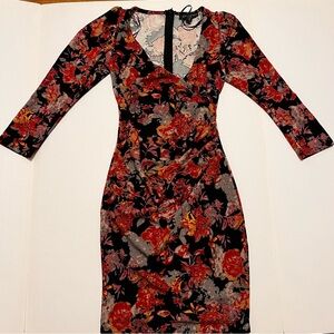 Floral Black and Red Women's Dress
